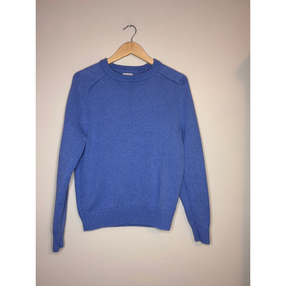J.Crew Mens 100% Cotton Crewneck Sweater Blue Raglan Knit Small